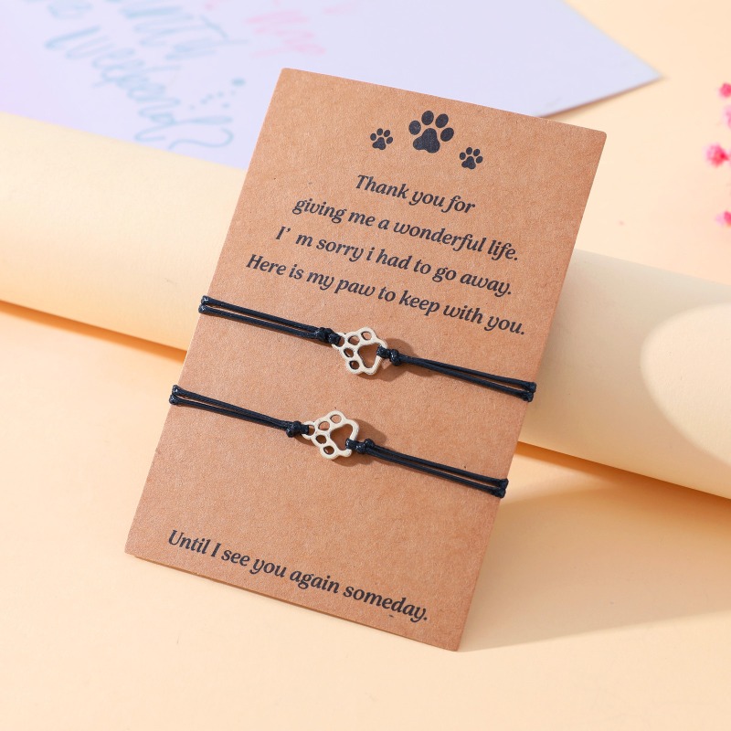 Women Accessories Meaning - Adjustable Paw Print Couple Bracelets with