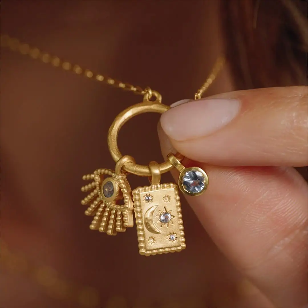 Charm Necklace Dainty - Dainty Sun Moon Star Cross Evil