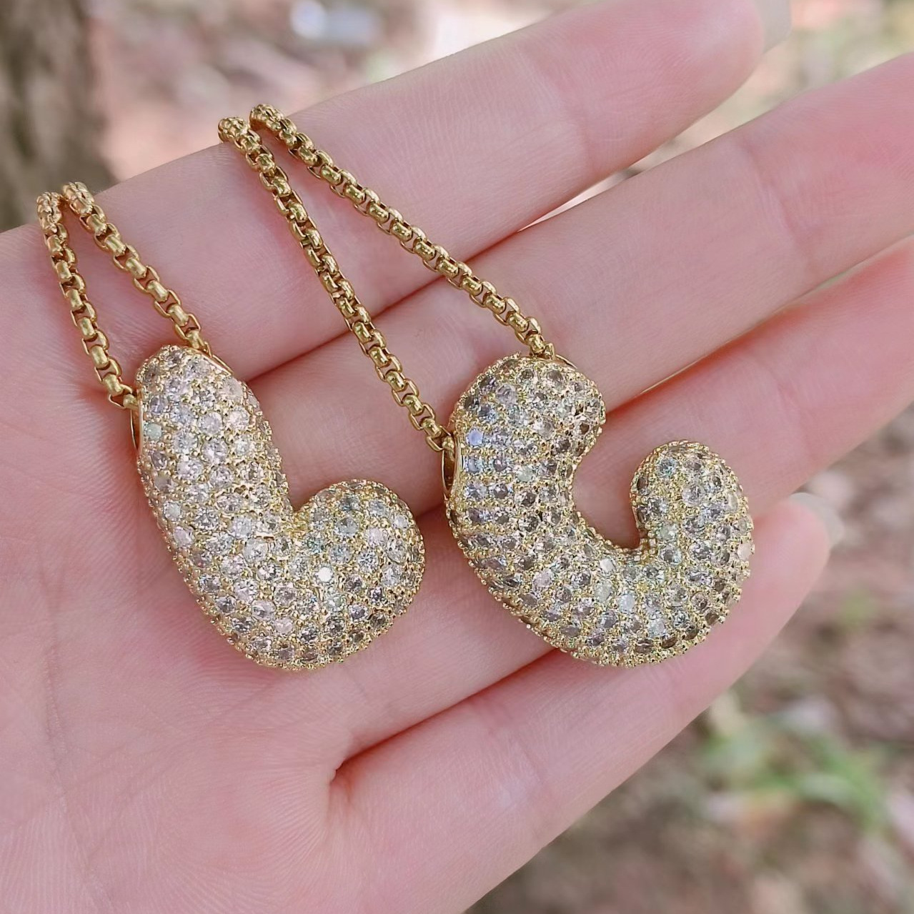 Charm Necklace Dainty - Luxury Cubic Zircon Balloon Initial Letters