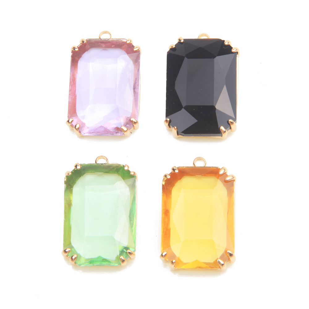 4PCS Dainty rectangle Faceted  - Charm Necklace Dainty 评论和价格