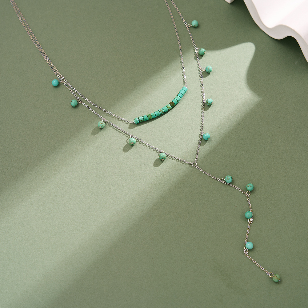 925 Sterling Silver Turquoise  - Charm Necklace Dainty 评论和价格