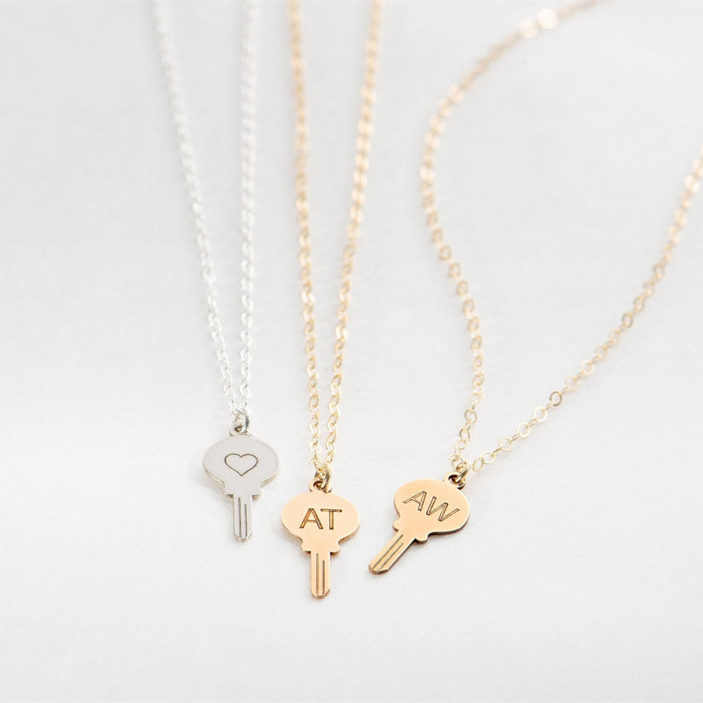 Custom Dainty Key Necklace Sta - Charm Necklace Dainty 评论和价格