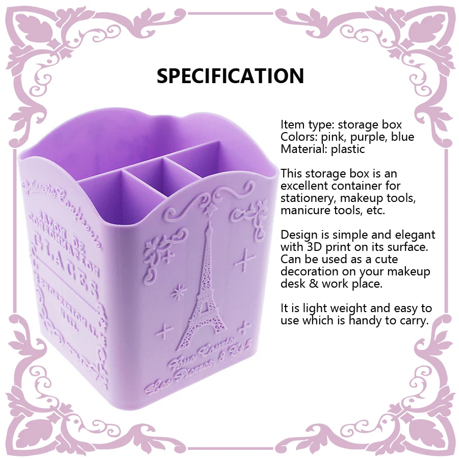 4-Compartment Nail Art Brush H - Women Accessories Organizer 评论和价格