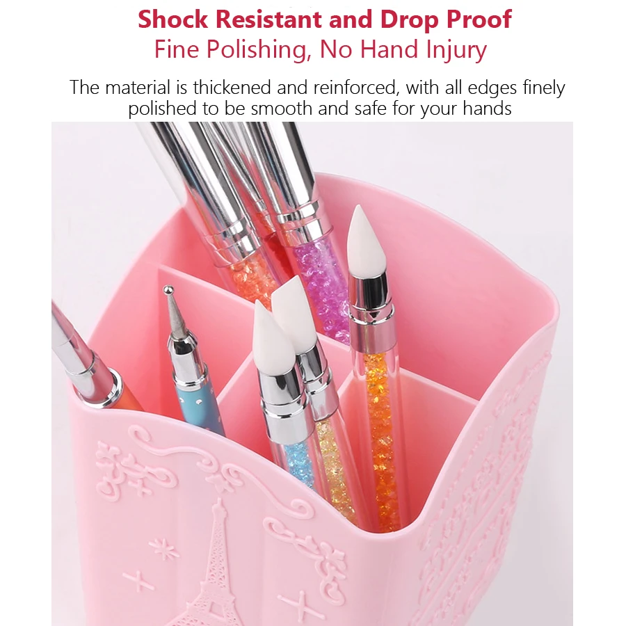 4-Compartment Nail Art Brush H - Women Accessories Organizer 评论和价格