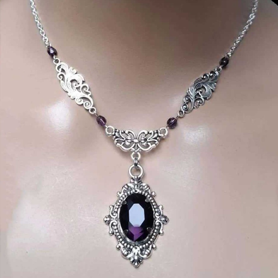 Purple Magic Water Drop Neckla - Women'S Victorian Accessories 评论和价格