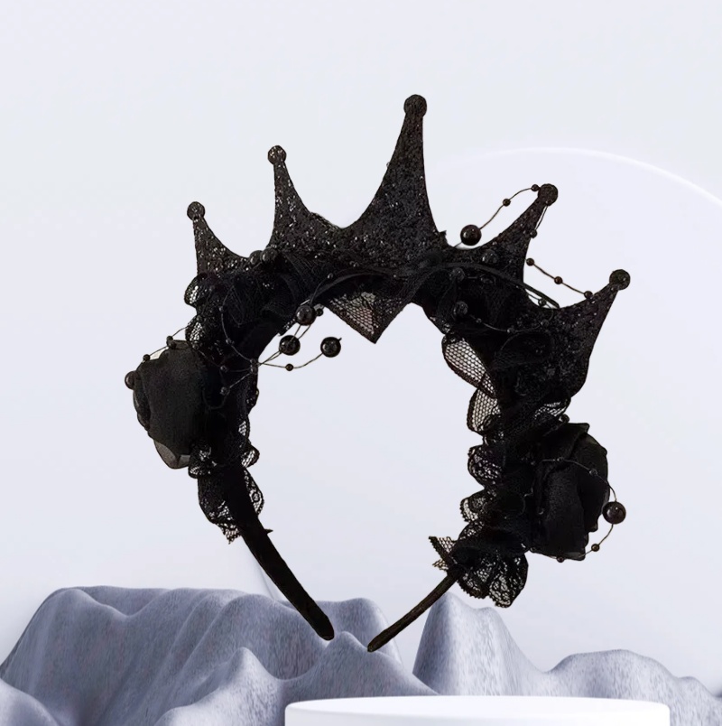 Gothic Black Rose Lace Crown H - Women'S Victorian Accessories 评论和价格
