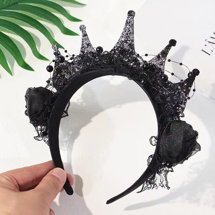 Gothic Black Rose Lace Crown H - Women'S Victorian Accessories 评论和价格