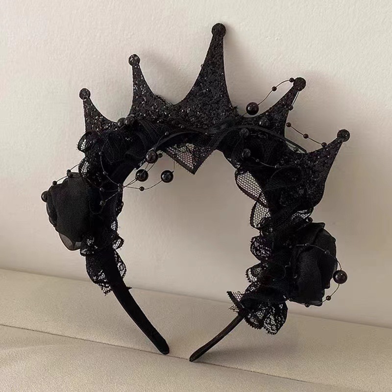 Gothic Black Rose Lace Crown H - Women'S Victorian Accessories 评论和价格