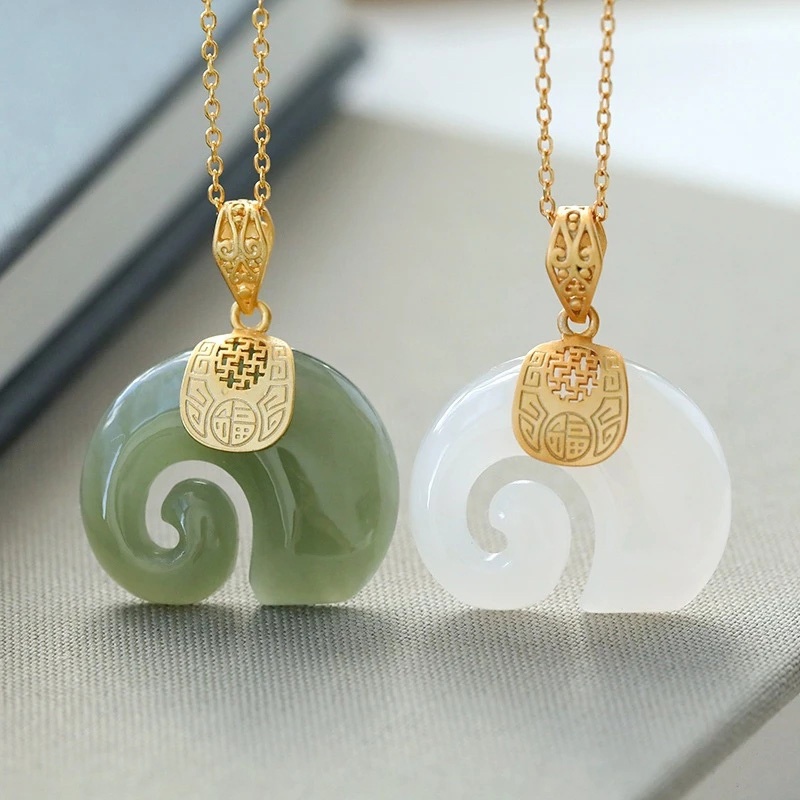 Boutique Natural Stone Hetian  - Charm Necklace Dainty 评论和价格