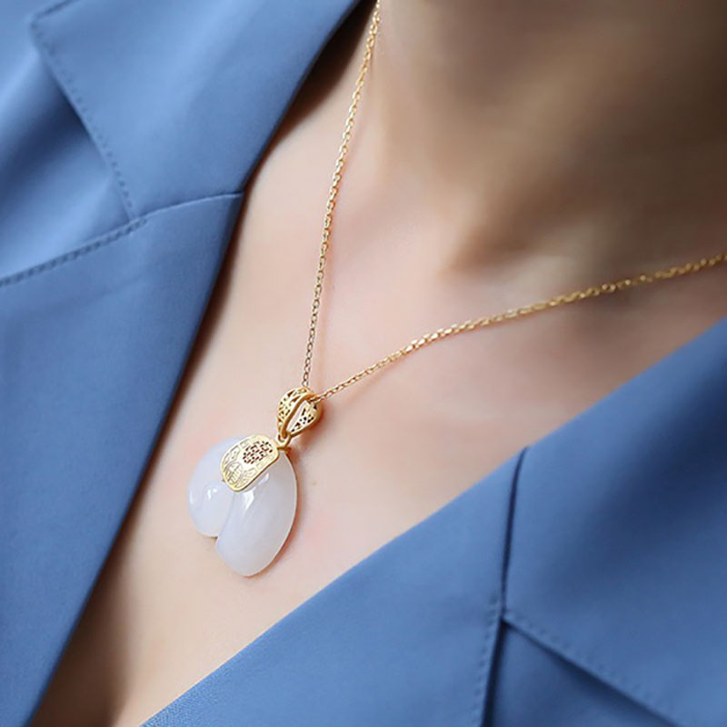 Boutique Natural Stone Hetian  - Charm Necklace Dainty 评论和价格