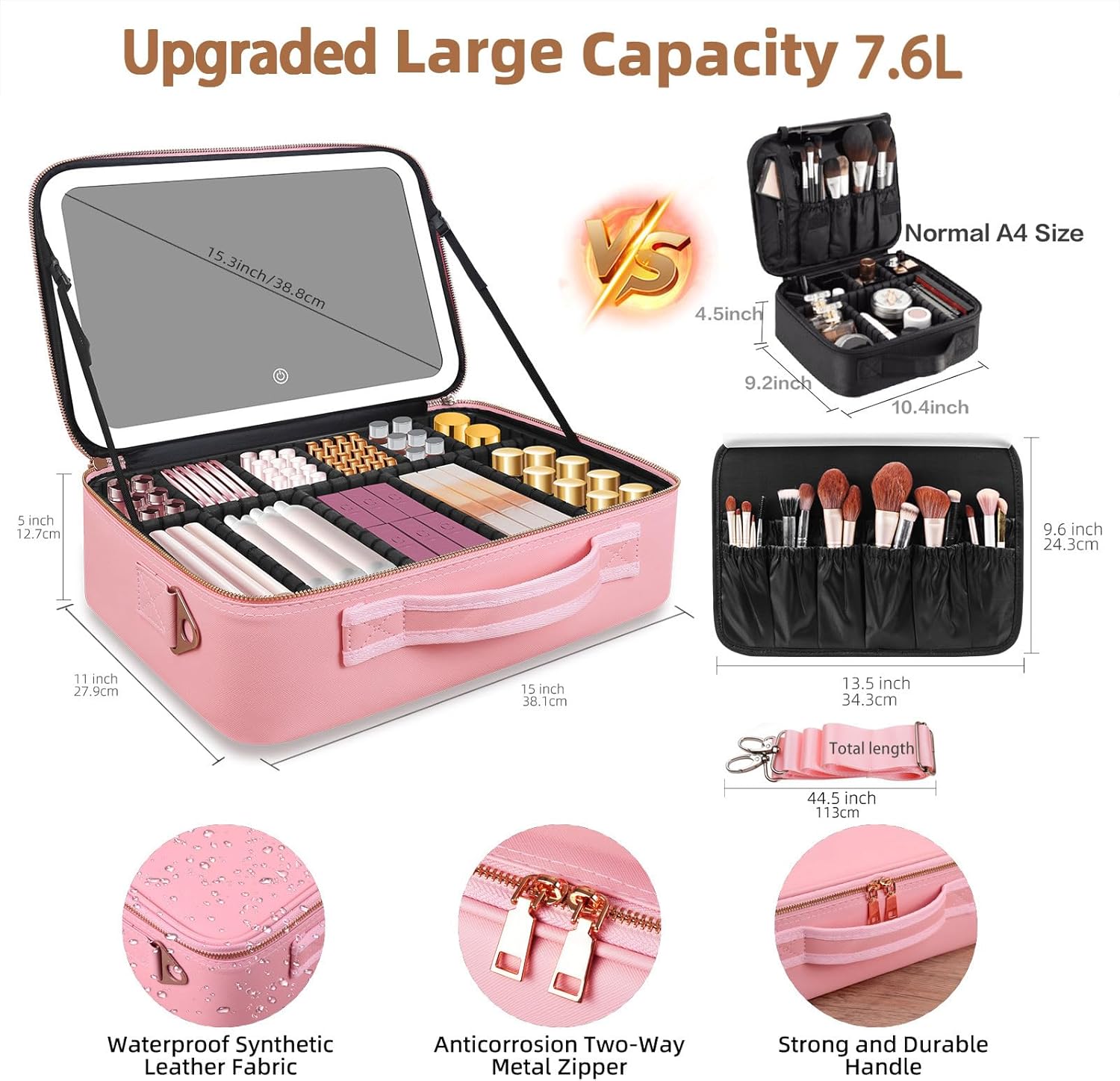 Large Capacity Makeup Bag 15'' - Women Accessories Organizer 评论和价格